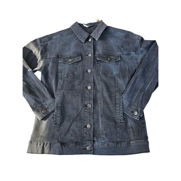 Free People Jean Jacket Washed Black Denim Trucker Size Small S Stretch - Picture 7 of 15